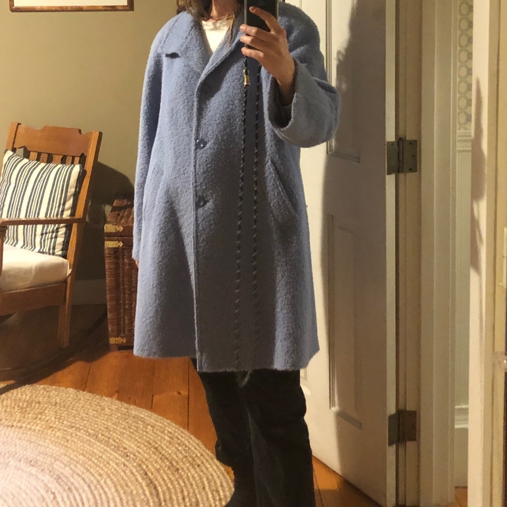 Oversized baby blue merino/alpaca wool coat - Picture 2 of 5